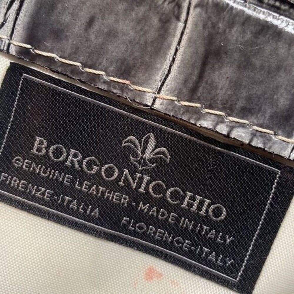 Borgonichio Genuine Leather Crossbody Bag Croc Embossed 7" x 7.5" x 2.5" Made In - Picture 4 of 8